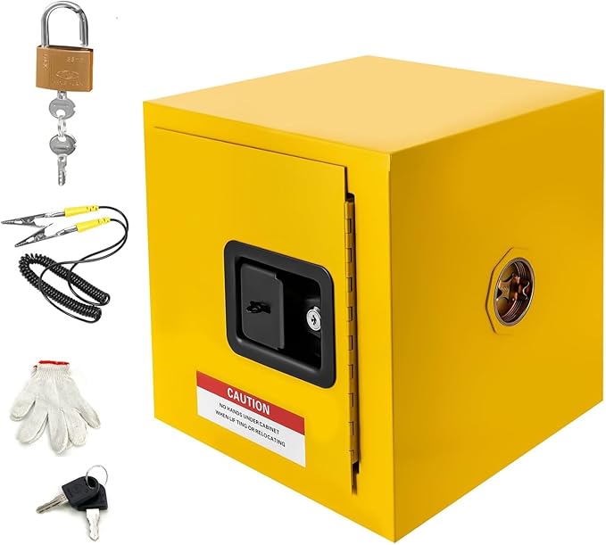 koxuyim Hazardous Storage Cabinets, Industry Safety Cabinet, Explosion Proof Cabinet Dangerous Goods Storage, Ultimate Safety Fireproof Hazardous Material Safety Box 13" D x 13" W x 13" H