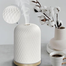 Essential Oil Diffuser,110ML Diffusers for Essential Oils Large Room, Ceramic Diffusers Decorative Ultrasonic Defuzzer, Ideal for Aesthetic Home,Dorm Décor, Yoga,White