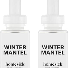 Pura & Homesick Home Scent Refill - Smart Home Air Diffuser - Up to 120-Hours of Luxury Fragrance per Refill - Home Essential - Clean & Safe Diffuser Fragrance - 2 Pack, Winter Mantel