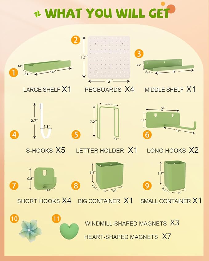 Metal Pegboard Combination Kit — 4 Carbon Steel Pegboards with 26 Accessories, Pegboard Wall Organizer for Home, Office, Study Room, Kitchen, Garage & Craft Room — 24″ × 24″ White Peg Board