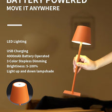 KDG 2 Pack Cordless Table Lamp,Portable LED Desk Lamp, 4000mAh Battery Operated, 3 Color Stepless Dimming Up, for Restaurant/Bedroom/Bars/Outdoor Party/Camping/Coffee Shop Night Light(Orange)