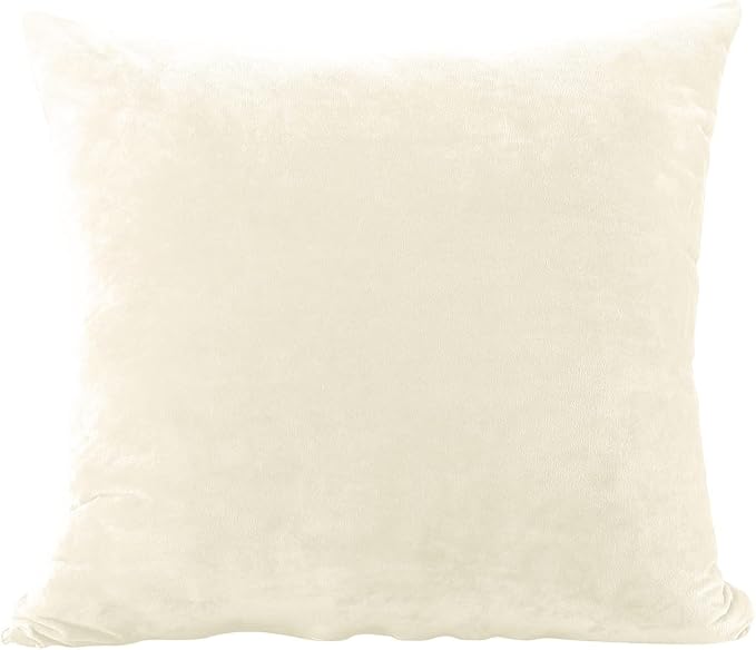 EVOLIVE Soft Micromink, Faux Fur, Faux Velvet Euro Sham Cover Pillowcase Replacement with Zipper Closure (26"x26" Euro Sham, Cream)