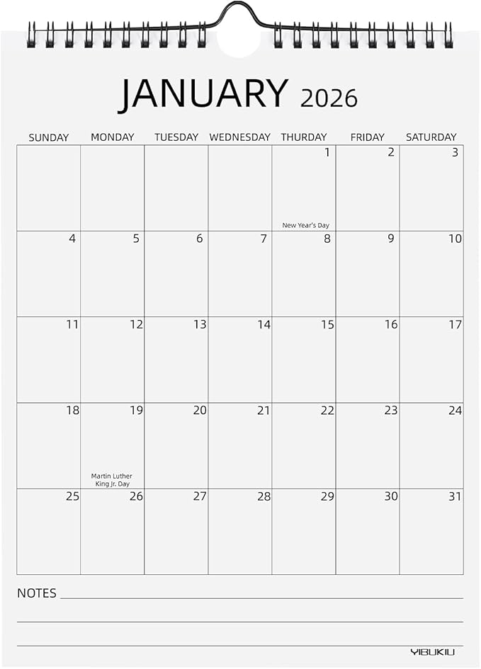 Wall Calendar 2026, 18 Months Calendar January 2026 to June 2027, 8.5"×11" Hanging Calendar for Home Office School Planning (Simple, Vertical)