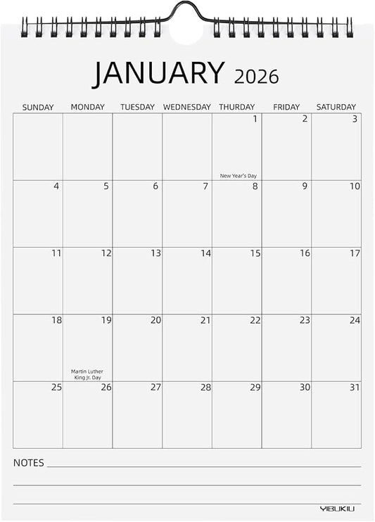 Wall Calendar 2026, 18 Months Calendar January 2026 to June 2027, 8.5"×11" Hanging Calendar for Home Office School Planning (Simple, Vertical)