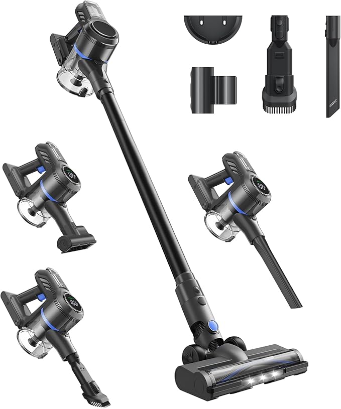DREAME J30-W Cordless Vacuum Cleaner with LED Headlights, 450W Powerful Suction, 65-Min Runtime, Detachable Battery, One-Touch Emptying, Stick Vacuum Cleaner for Pet Hair, Carpet & Hard Floor