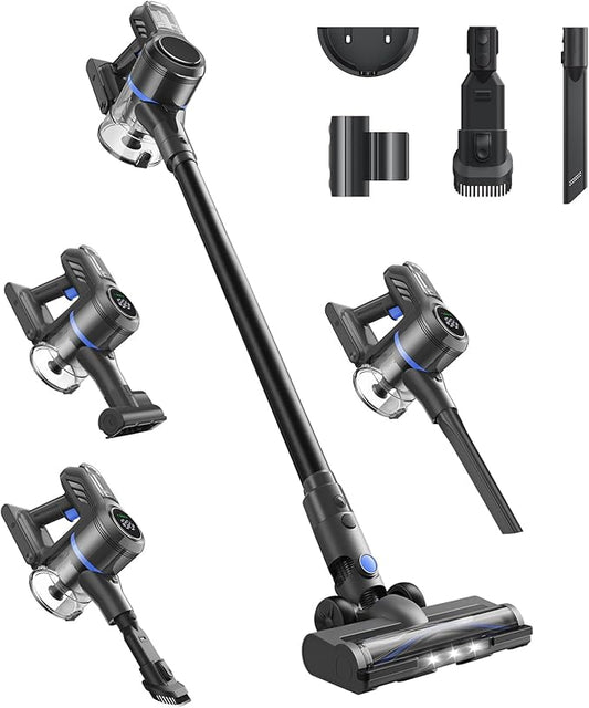 DREAME J30-W Cordless Vacuum Cleaner with LED Headlights, 450W Powerful Suction, 65-Min Runtime, Detachable Battery, One-Touch Emptying, Stick Vacuum Cleaner for Pet Hair, Carpet & Hard Floor