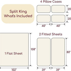 Mellanni Split King Sheet Set - 7-Piece Iconic Collection Bedding, (Including 4 Pillowcases), 16-Inch Deep Pocket, Easy Care, Extra Soft, Cooling Sheets, Brushed Microfiber - Brick Red