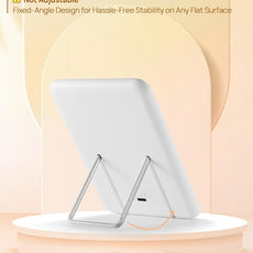 OMIRO Lighted Travel Makeup Mirror, 8 x 5 inches Desk Mirror with Foldable Stand and 3 Lighting Modes for Shaving and Travelling, White