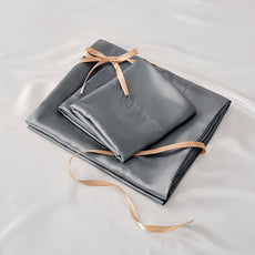 BEDELITE California King Sheets Set, Luxury Soft Dark Grey Satin Sheets for Hair and Skin, Similar to Silk Bed Sheets Set 4 Pieces with 1 Deep Pocket Fitted Sheet, 1 Flat Sheet, and 2 Pillowcases