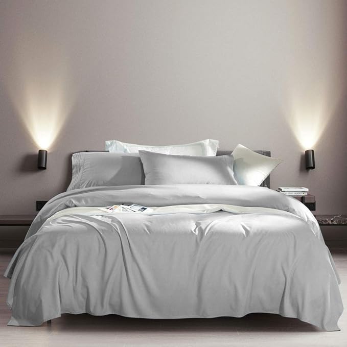 SONORO KATE Bed Sheet Set Super Soft Microfiber 1800 Thread Count Luxury Egyptian Sheets Fit 18-24 Inch Deep Pocket Mattress Wrinkle-4 Piece (Grey, Twin XL)