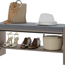 BON AUGURE Shoe Storage Bench Bedroom, Entryway Bench with Cushion, Ottoman Benches for Living Room Hallway Entry (Greige Oak, 40 Inch Wide)