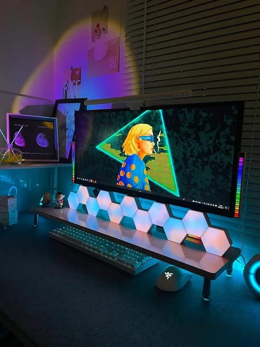 Hexagon Lights, Smart LED Wall Lights with Remote, 13 Colors Touch-Sensitive DIY Modular Assembled RGB Wall Panels, Hex Light with USB-Power for Autism, Game Room Decor, Party (6-Pack)