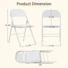 10 Pack Folding Chairs with Padded Cushion and Back, White Portable Heavy Duty Metal Frame Commercial Seat with 330-LBS Capacity for Indoor Outdoor Office Party Events Kitchen Wedding