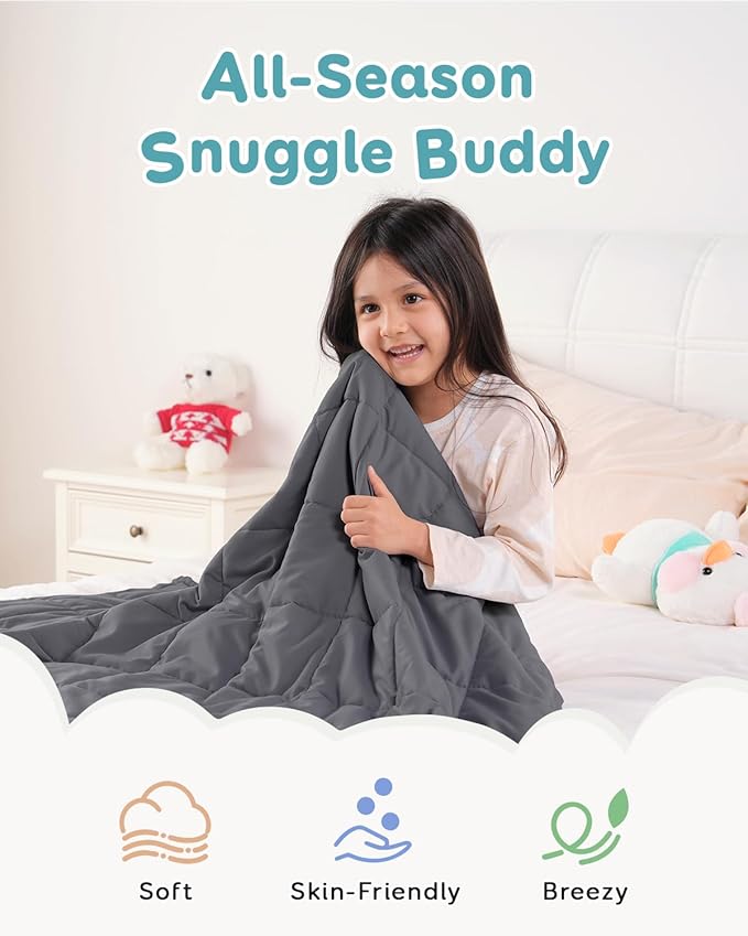 Topblan 5 lb Weighted Blanket 36" x 48" Small Lap Blanket, Soft and Breathable, Dark Grey