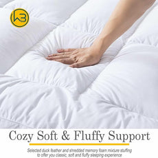 WhatsBedding 3 Inch Feather Bed Mattress Topper,Duck Feather Memory Foam Mattress Topper, Thickened Topper Layer，Twin