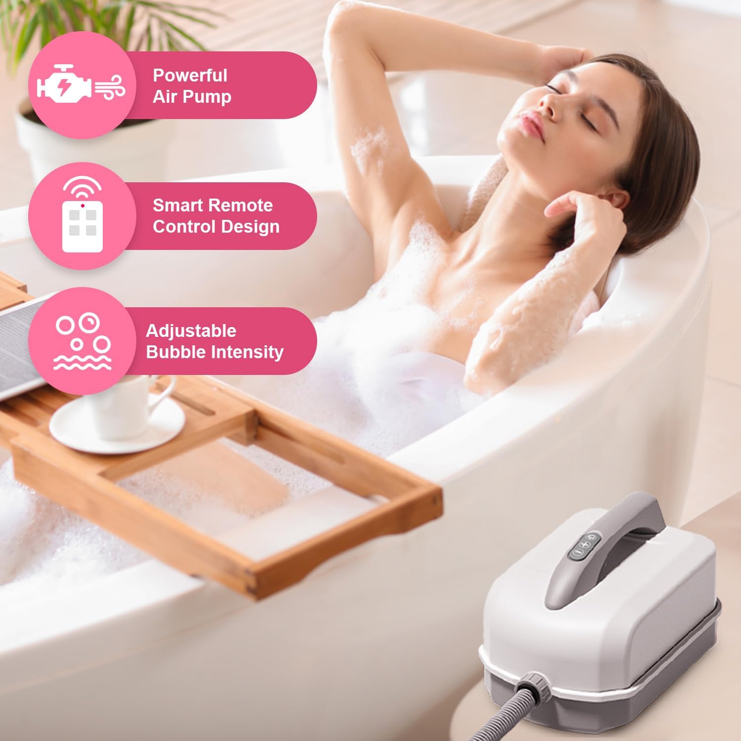Portable Spa Bubble Bath Massager,Full Body Waterproof Spa Mat for Bathtub, 6-Speed Bubbles, Remote Control & Non-Slip Suction Cups for Home Relaxation