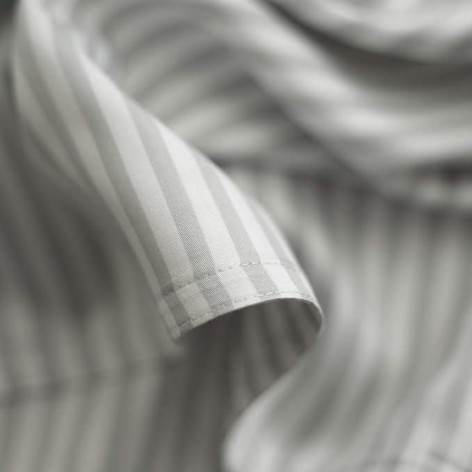 Pure Bamboo Split King Sheets, Genuine 100% Organic Viscose Derived from Bamboo Bed Sheet Set, Soft & Cooling, Double Stitching, 2 Fitted Sheets (Split King, Stripes)