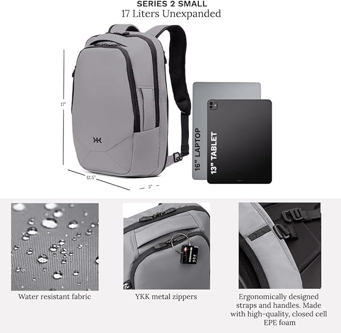 Knack Small Series 2 Laptop Backpack Fits up to 16 Inch Laptops - Knack Bags Carry-On Backpack, TSA Approved, Expandable Travel Backpacks With 2 Day Outfit Capacity, Alloy Gray