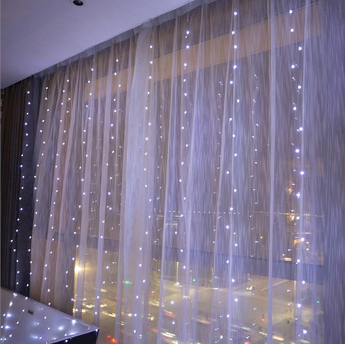 Honche Led Curtain String Lights with Remote for Bedroom Wedding Party Festive Season Propose Marriage Window Christmas Decorations(Bright White)