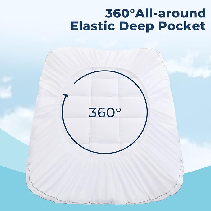 OLANLY Dual-Layer 4 Inch Queen Size Memory Foam Mattress Topper for Back Pain, 2 Inch Cooling Pillow Top Mattress Pad Cover and 2 Inch Gel Memory Foam Topper, Deep Elastic Pocket, White