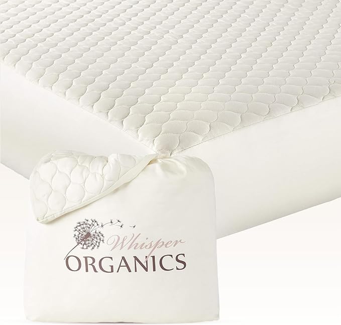 100% Cotton Organic Mattress Pad - Breathable & Cooling Mattress Protector Twin XL Size - Premium 300GSM Quilted and Noiseless Machine Washable Organic Cotton Mattress Protector (Ivory, Twin XL)