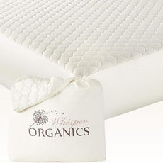 100% Cotton Organic Mattress Pad - Breathable & Cooling Mattress Protector Queen Size - Premium 300GSM Quilted and Noiseless Machine Washable Organic Mattress Protector (Ivory, Queen)