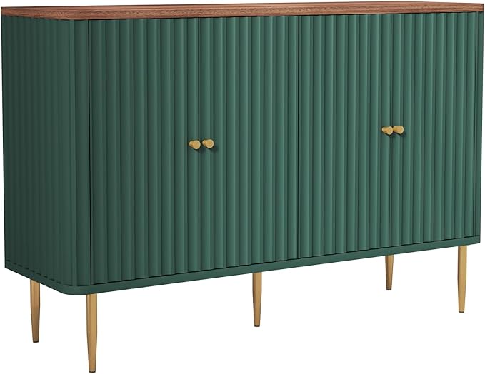 48" Sideboard Buffet Cabinet with Storage,Modern Accent Cabinet with 4 Door and Removable Shelves,Credenza Buffet Table for Living Room,Dinning Room,Entryway,Green
