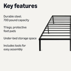 Amazon Basics-Metal Bed Frame, Non-Foldable Platform Bed, Easy Assembly, Queen, 60W x 80L in, Black