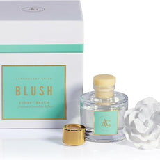 Zodax Apothecary Guild Blush Porcelain Oil Diffuser - Home Fragrance Diffuser Ideal for Living Room, Bathroom, Office - Makes a Great Gift - Porcelain Flower Design - Sunset Beach - 1.69 Oz.