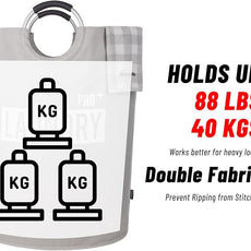 Caroeas Super Large 150L Laundry Basket Pro, Waterproof Laundry Hamper, Collapsible Laundry Basket Easy Storage, Clothes Hamper Stands Up Well, Laundry Bag with Padded Handles (Light Grey)