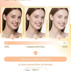 OMIRO Travel Makeup Mirror with Light, 10 x 7 inch Lighted Desk Mirror with Adjustable Stand and 3 Lighting Modes for Shaving and Travelling, White