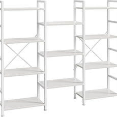 SUPERJARE Triple 4 Tier Bookshelf, Bookcase with 11 Open Display Shelves, Wide Book Shelf Book Case for Home & Office, White