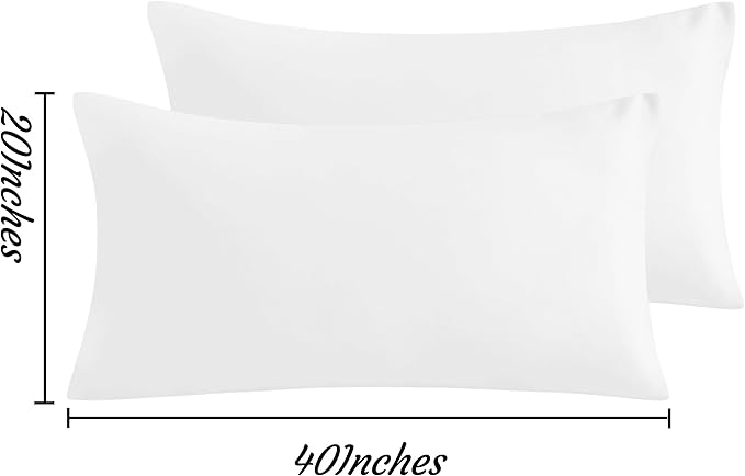 NTBAY King Pillow Cases Set of 2, 2 Pack Brushed Microfiber 20x40 Pillow Cases, Soft, Wrinkle, Fade, Stain Resistant White Pillow Cases with Envelope Closure, 20x40 Inches, White