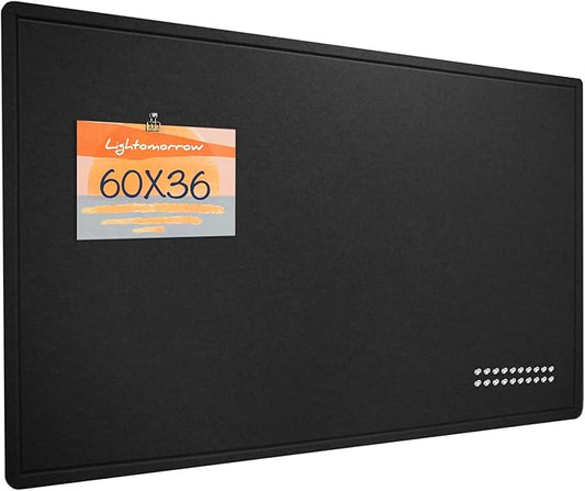 Large Bulletin Board - 60 x 36 Inches, Decorative Felt Pin Board for Wall - 5' x 3' Foldable Photo Display Board with Self-Adhesive Tape, Includes 20 Push Pins - Black