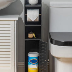 AOJEZOR Toilet Paper Holder Stand: Freestanding No Drill PVC Bathroom Storage for Apartment Renters -Protect Rental Deposit- Small Space Storage Solution