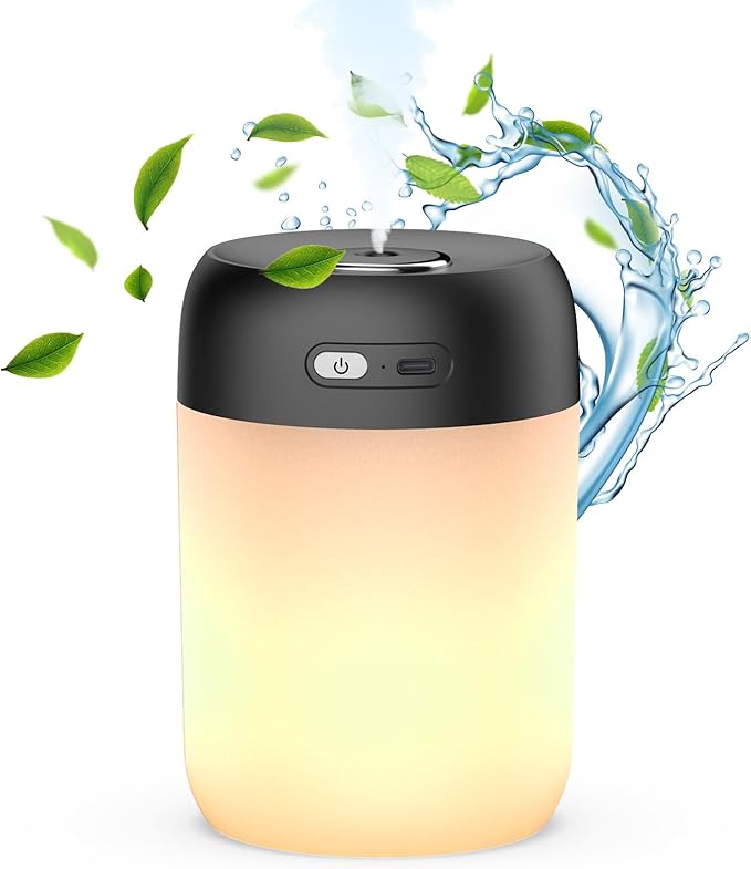 SZO Night Lights Humidifiers For Bedroom, USB Rechargeable, LED Lights For Bedroom,4 Mode Portable Night Lights Humidifier Fit For Various Scenarios,<28dB, Auto Shut-off, Ideal For Home Travel Plants