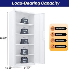 Metal Storage Cabinet with Doors and Adjustable Shelves,70.8