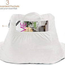 Nestl Reading Pillow with Shredded Memory Foam, Designed for Sitting Up in Bed and Couch, Back and Arms Adjustable Support for Adult & Teens Backrest Pillows for Reading, with Washable Cover White