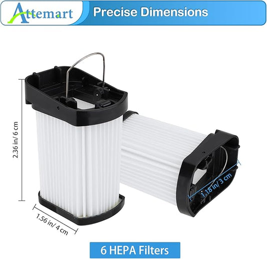 WV401 Fabric Filter Compatible with Shark Wandvac Cordless Handheld Vacuum WV400 WV401BL WV401PK WV410BL WV410PR WV410TL QV410QBL Replacement Filters, Compare to Part # XFFWV400, 6 Pack