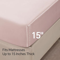 BEDELITE Satin Sheets Full Size Bed Set, Luxury Soft Pink Silky Sheets for Hair and Skin, Similar to Silk Bed Sheets Set 4 Pieces with 1 Deep Pocket Fitted Sheet, 1 Flat Sheet, and 2 Pillowcases