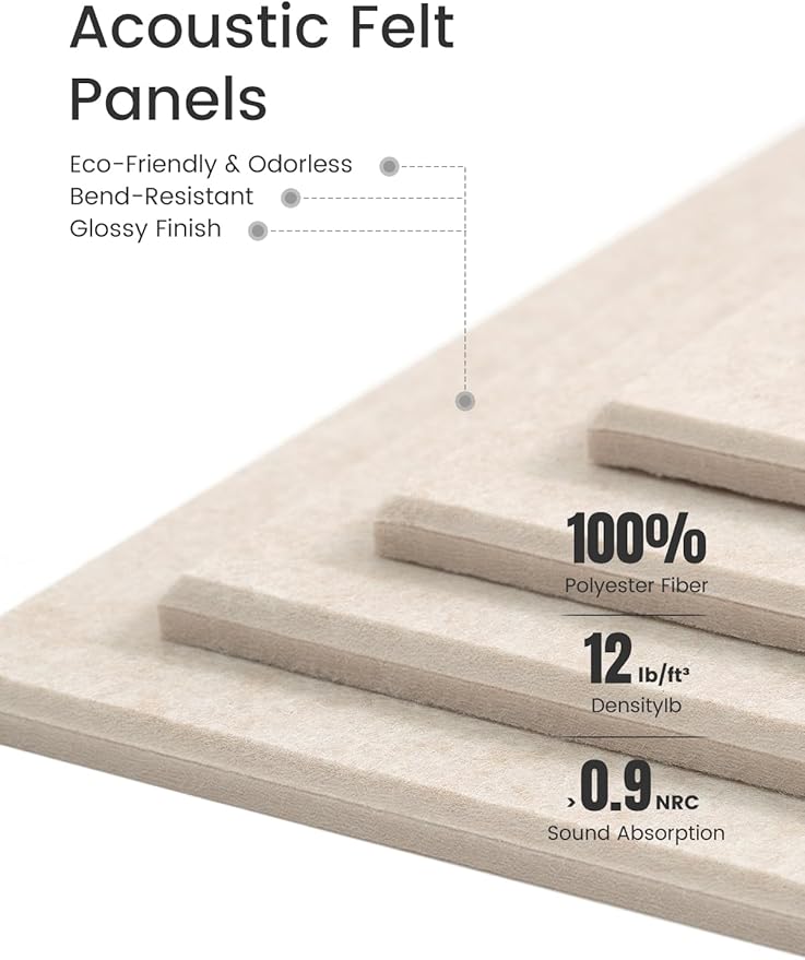 Large Felt Bulletin Board 36"x24", 6-Pack 4-Compartment Wall Organizer, Cork Board Alternative with 60 Removable Adhesive Tabs, Modular Felt Panels for Home Office, Classroom and Study-Oatmeal