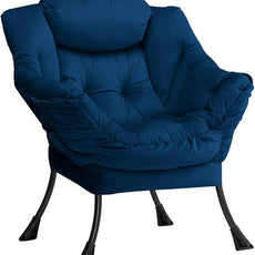 HollyHOME Lazy Chair with Armrest and Side Pocket, Comfy Accent Lounge Chair,Leisure Sofa Armchair for Living Room, Bedroom, Dorm, or Small Spaces, Oversized Reading Sofa Chair,Velvet Royal Blue