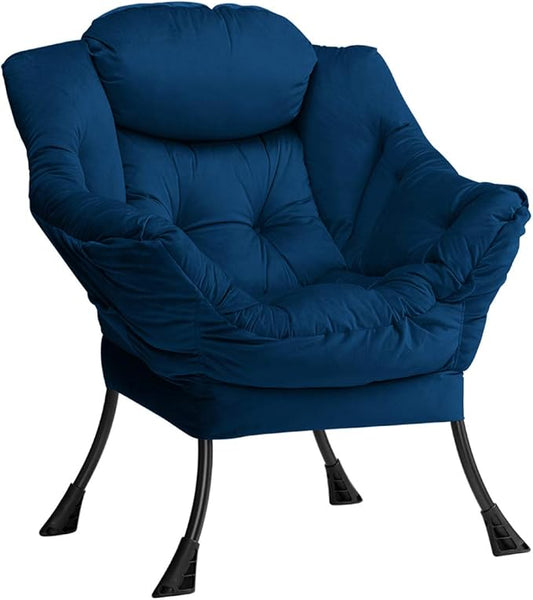 HollyHOME Lazy Chair with Armrest and Side Pocket, Comfy Accent Lounge Chair,Leisure Sofa Armchair for Living Room, Bedroom, Dorm, or Small Spaces, Oversized Reading Sofa Chair,Velvet Royal Blue