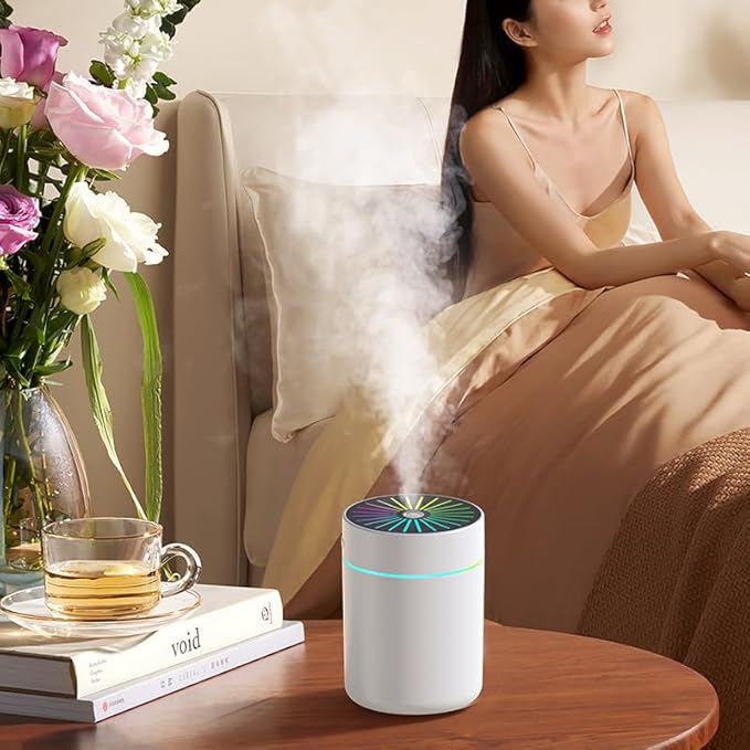 180ml Portable Small Humidifier with Colorful LED Night Light, USB Personal Desktop Humidifier for Car Home Office Travel, Auto Shut-Off, 2 Mist Modes, Super Quiet