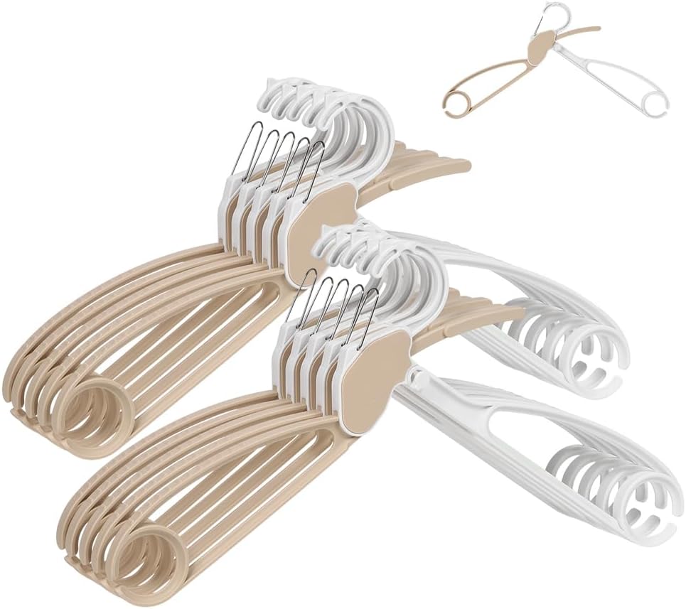 Quick-Release Clothes Hangers for Sweaters & T-Shirts - Neckline Protection, No Stretch, No Shoulder Bumps, Space-Saving Stackable Design [White, Pack of 5]
