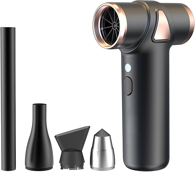 4-in-1 Mini Air Duster, Electric Dust Cleaner Pocket Size, Rechargeable Cordless Aluminum Dust Blower for Computer Keyboard Air Bed Car Emergency