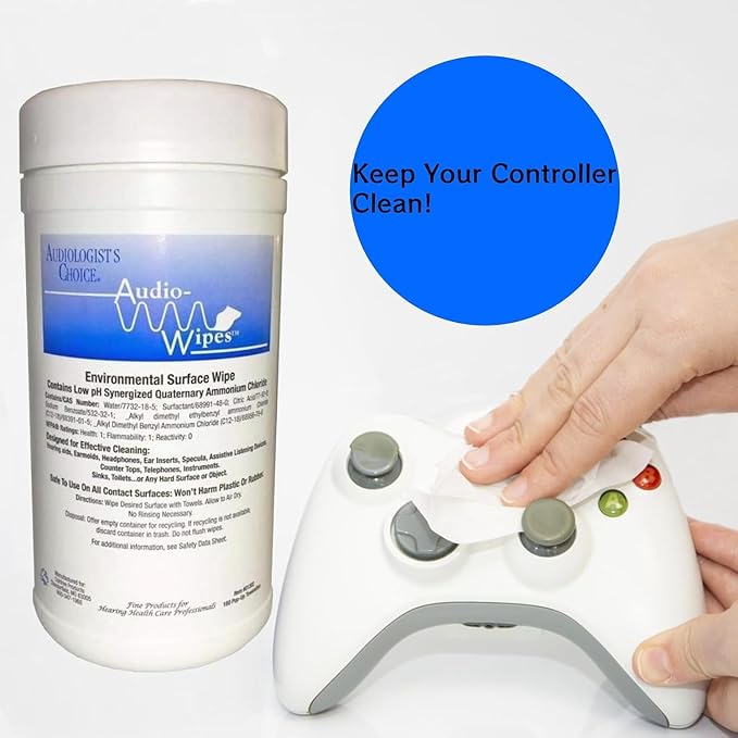 2 Pack Bonus Bundle! Audio-Wipes Hearing Aid Wipes - Large Canister (160 Wipes Per Canister) and Liberty Hearing Aid Battery Keychain