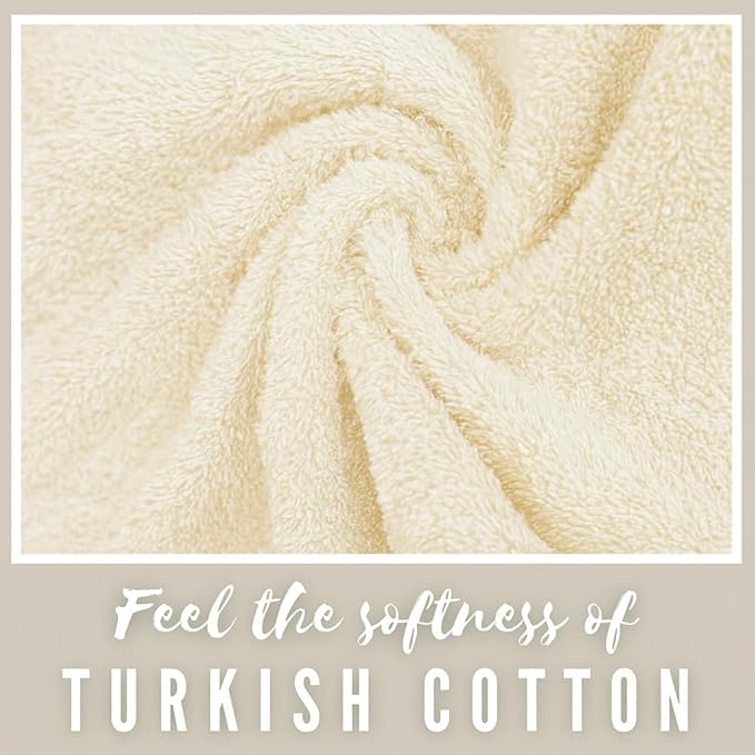 Personalized Towels, Hotel & Spa Quality, Super Soft, Highly Absorbent, 100% Turkish Genuine Cotton Monogrammed 2 Piece Bath Towel Set for Bathroom, Spa, Gym, Shower, Pool, College Dorm, Cream