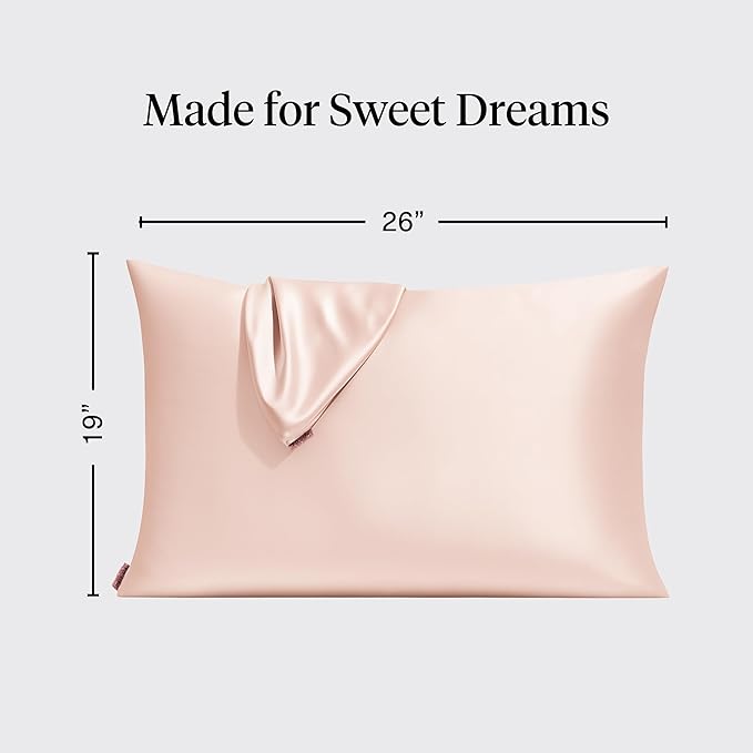 Kitsch Satin Pillowcase with Zipper for Hair & Skin, Softer Than Silk Pillow Cases Queen, Smooth Pillow Covers, Machine Washable, Wrinkle-Free, Cooling Satin Pillow Cases Standard Size 19"x26" (Blush)
