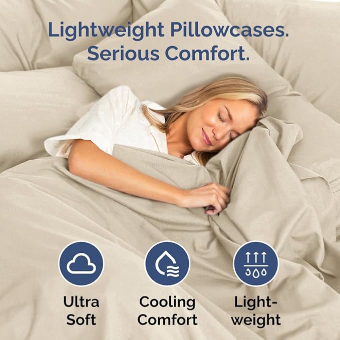 King Pillow Cases Set of 8 - Ultra Soft Hotel Quality Pillowcase Covers - Comfy & Wrinkle Free - Shrink, Stain and Fade Resistant - Easy-Care, Machine Washable Pillow Protectors - 8 Piece Set - Wheat